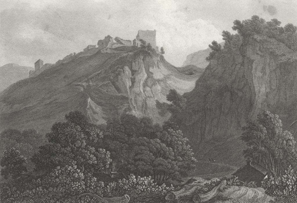 DERBYS. Peveril's Castle, peak, Derbyshire. DUGDALE c1840 old antique print